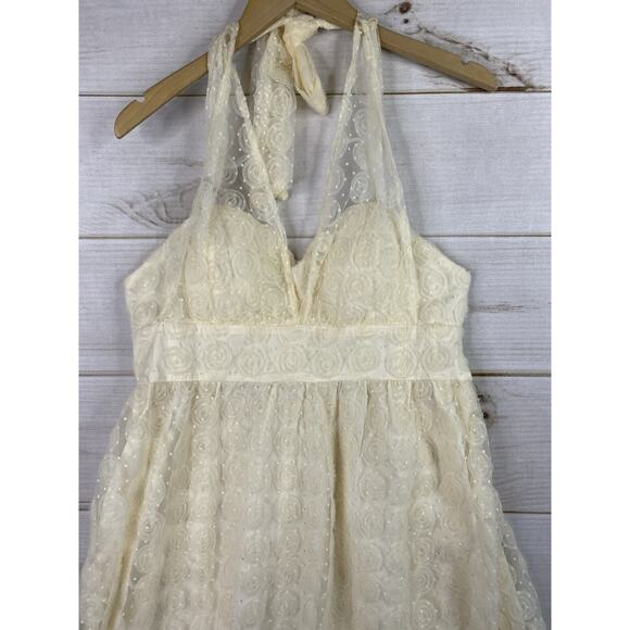 Cupshe Halter Dress Sz M Madison Ivory Lace Lined Open Back Beach Wedding NWT - Picture 3 of 13